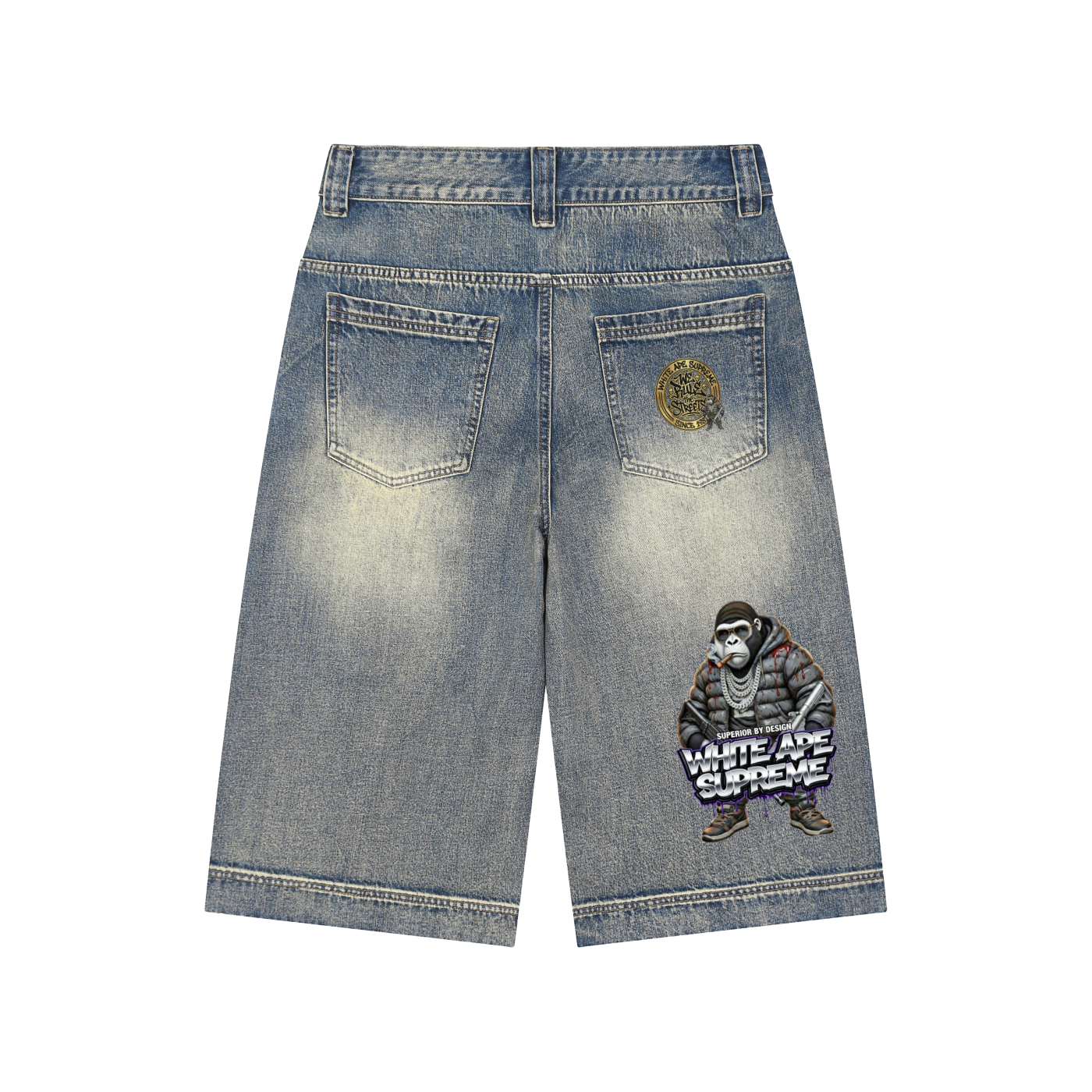 Ape Vintage Wash Baggy Denim Shorts
