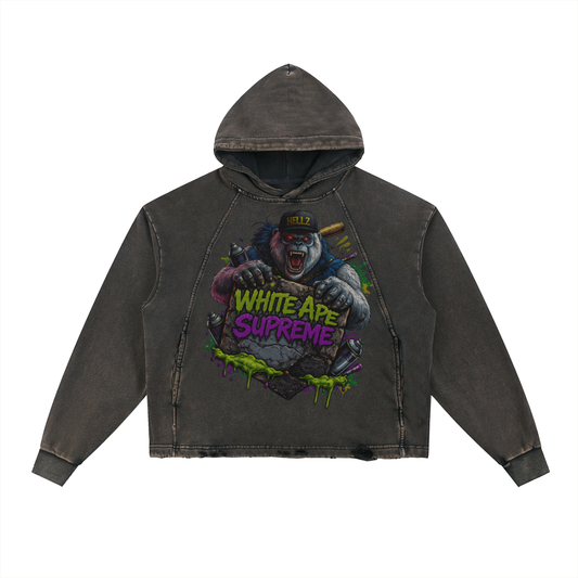 Vintage Washed Frayed-Hem Hoodie