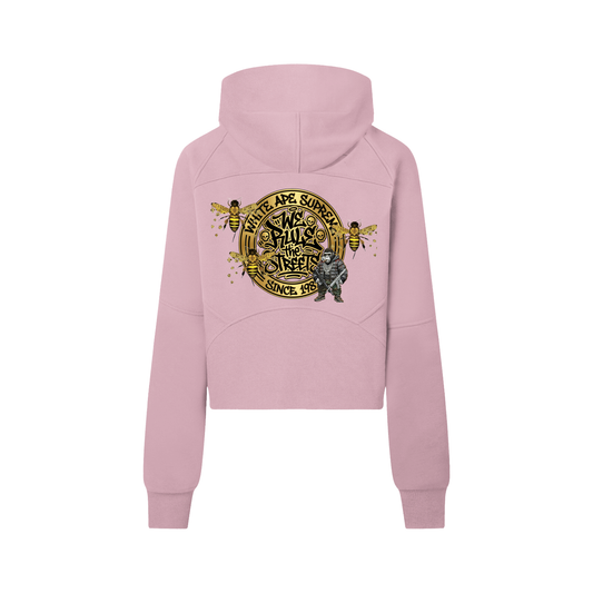 WHITE APE LOGO HALF ZIP HOODIE